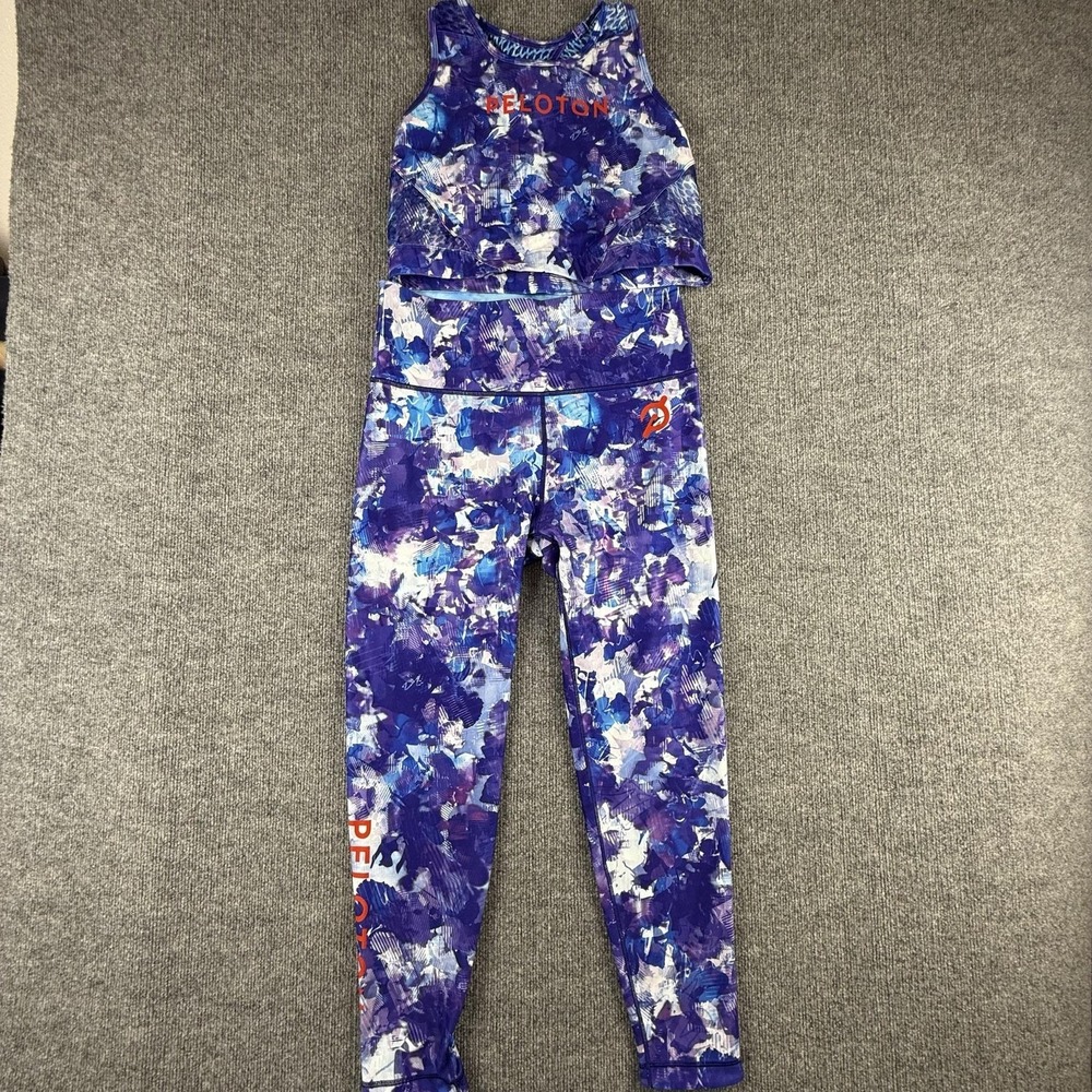 Wear It To Heart Outfit Womens 2XL Blue Tie Dye Peloton Bra Leggings Yoga Set
